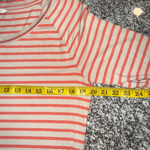 Banana Republic coral tan striped shirt top Boxy Long Sleeve Tee soft XL - Picture 8 of 13